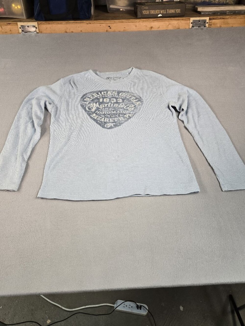 Vintage Lucky Brand Gray Waffle-Knit Long Sleeve Thermal Shirt, Size M